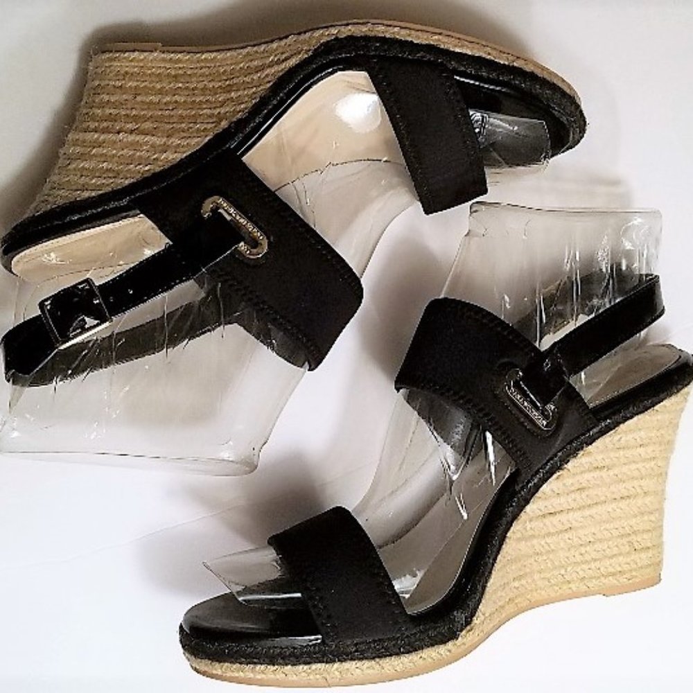 Dana Buchman Black Espadrille Wedge Sandals